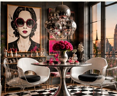 Colorful playful eclectic interior