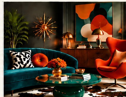 Polished mid-century inspired interior