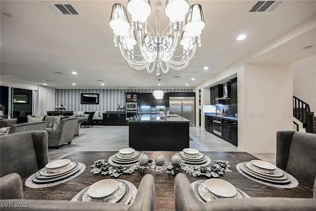 Open kitchen and dining area